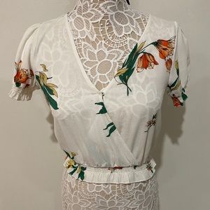 White with Flowers Crop Top
